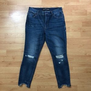 EXPRESS High Rise Ripped Ankle  Legging Jeans